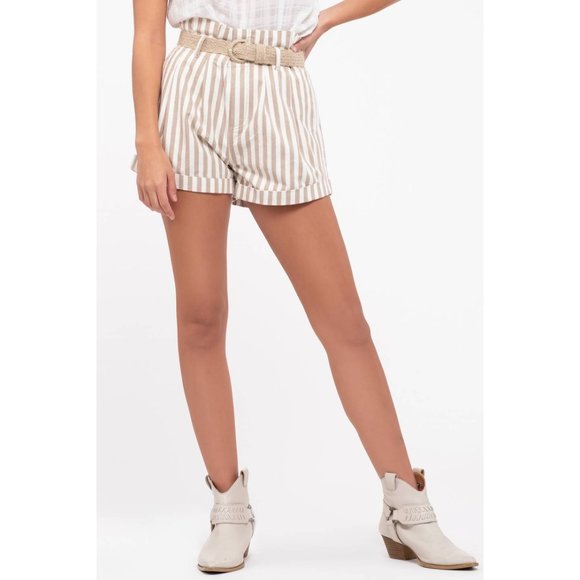 JUTE BELT STRIPED SHORTS - Picture 5 of 6